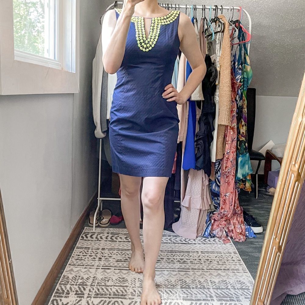 Lilly Pulitzer Blaire Shift Dress Sleeveless True Navy 4